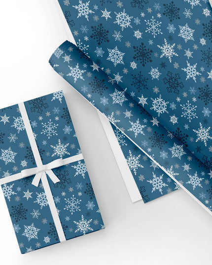 Custom Dark Blue Big Snowflake Wrapping Paper