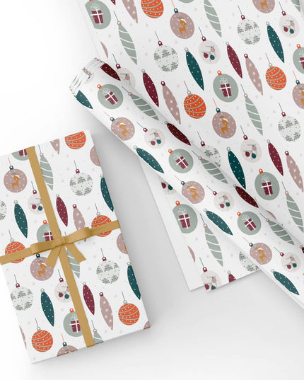 Custom Christmas Ball Flat Wrapping Paper