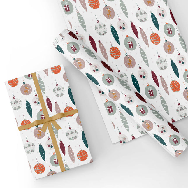 Custom Christmas Ball Flat Wrapping Paper