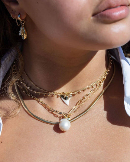 Gold Dipped White Shark Tooth Necklace - Mano Niho Kahi: 20 inches