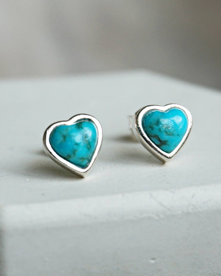 Turquoise Heart Stud Earrings