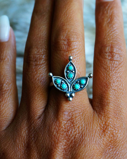 Cactus Flower Turquoise Ring