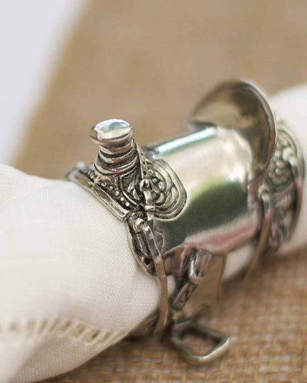 Pewter Cowboy Saddle Napkin Ring