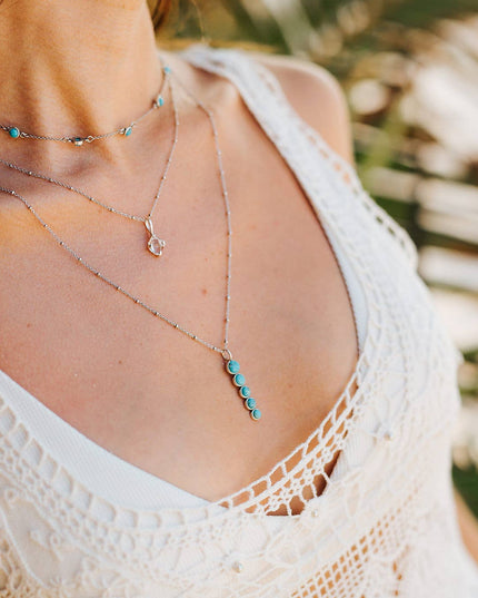 Ilaria Turquoise Necklace: Sterling silver 22-24"