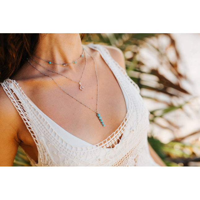 Ilaria Turquoise Necklace: Sterling silver 22-24"