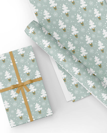 Custom Light Green Christmas Tree Wrapping Paper