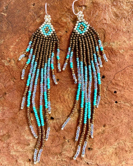 Native American Style Beaded Fringe Earrings