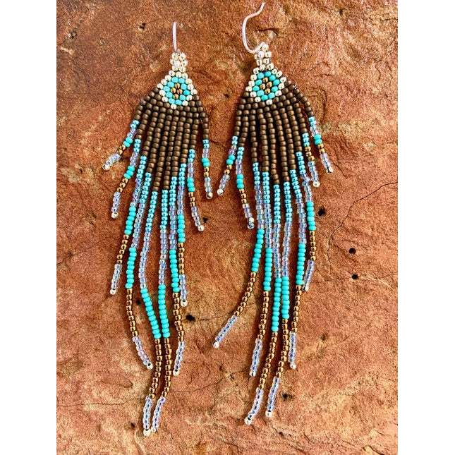 Native American Style Beaded Fringe Earrings