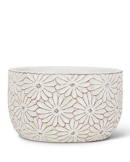 Sm White Daisy Low Round Planter-4" *PLANT INCLUDED!!