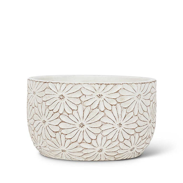 Sm White Daisy Low Round Planter-4" *PLANT INCLUDED!!