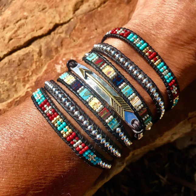 "Arrow" Boho Chic Leather Wrap Bracelet
