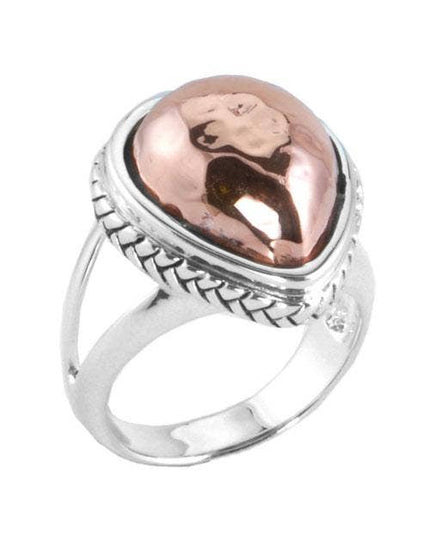 Pear Shaped Copper and Silver Ring