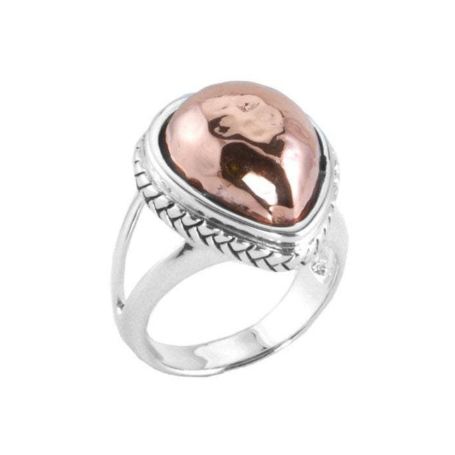Pear Shaped Copper and Silver Ring