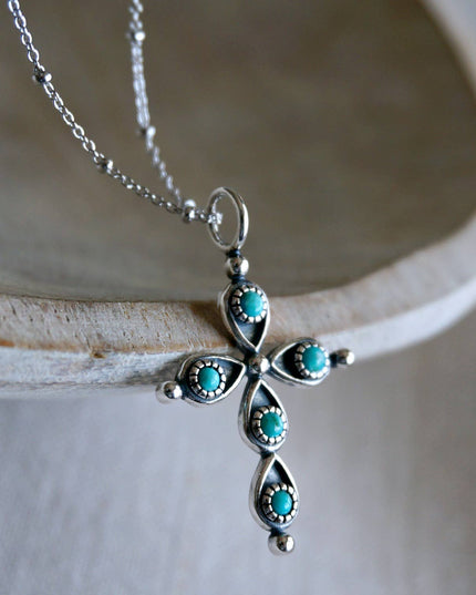 Giulia Cross Necklace: Sterling silver 16-18"