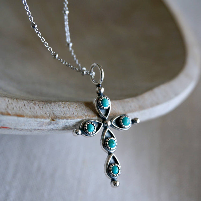 Giulia Cross Necklace: Sterling silver 16-18"