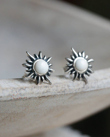 "Sunburst" Limited Edition White Agate Earrings