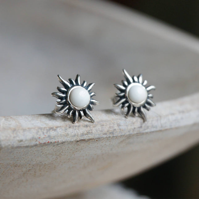 "Sunburst" Limited Edition White Agate Earrings