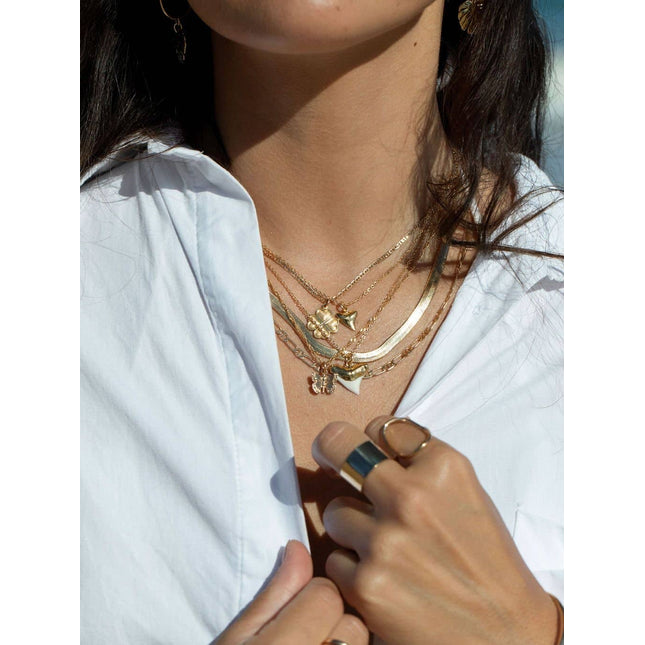 Petite Gold Shark Tooth Necklace - Mano Petite: 16 Inches