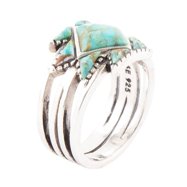 Sharp Turquoise and Sterling Silver Ring: 7