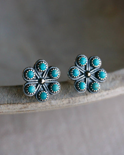 Turquoise Iris Stud Earrings