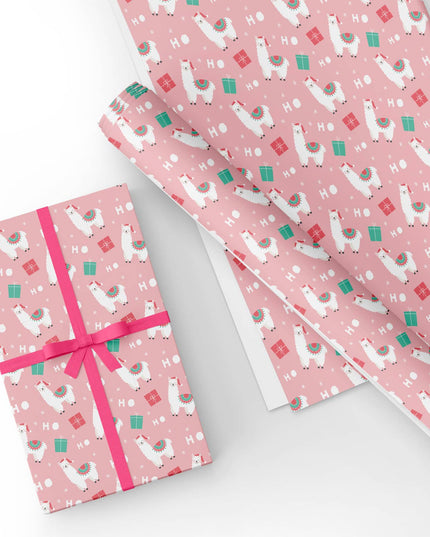 Custom Pink Ho Alpaca Wrapping Paper