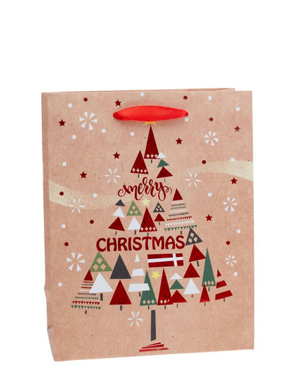 Merry Christmas Tree Red Foil Medium Gift Bag Christmas