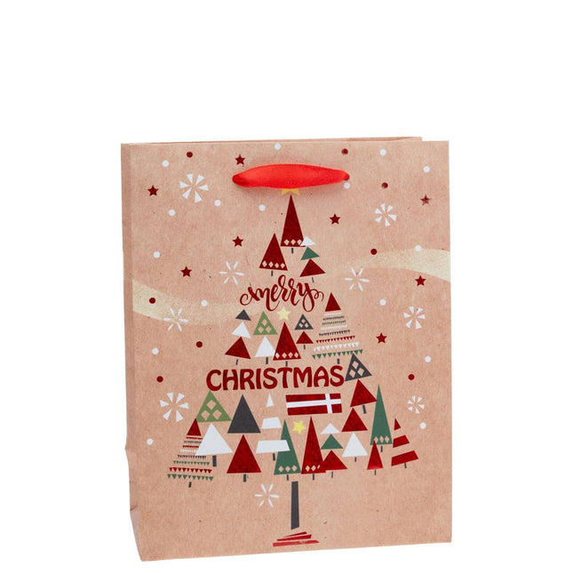 Merry Christmas Tree Red Foil Medium Gift Bag Christmas