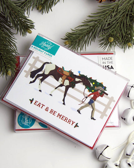 Eat + Be Merry-Box of 8-Western Cowgirl Christmas Card