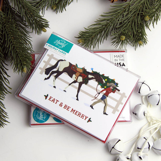 Eat + Be Merry-Box of 8-Western Cowgirl Christmas Card