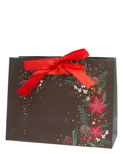 Black Christmas Floral Medium Gift Bag