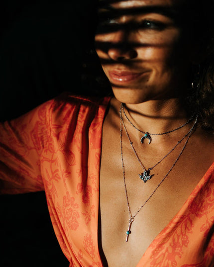 Quana turquoise necklace: Sterling silver 22-24"